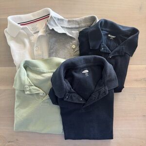 Boys Size 6/7 Polo Shirt Bundle - White, Gray, Green, and Navy